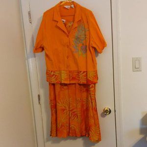 Kakeus XL Orange Leaf Pattern with Sequin